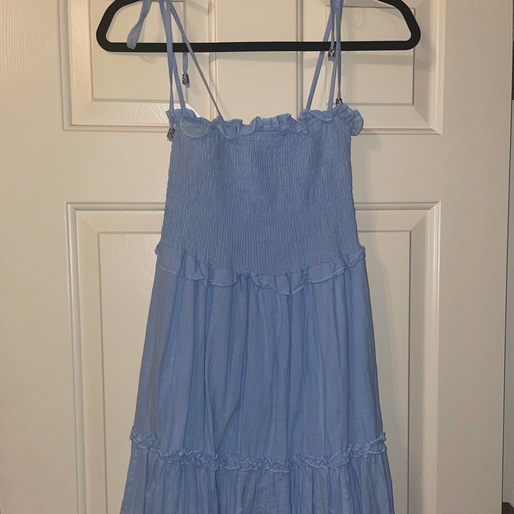 Light Blue Tiered Smocked Dress